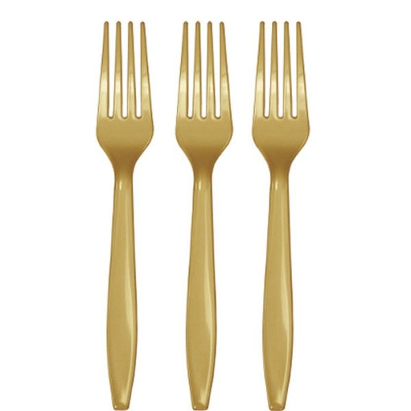 מזלגות חד פעמיים - זהב 24 יח