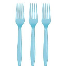 מזלגות חד פעמיים - כחול פסטל 24 יח