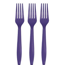 מזלגות חד פעמיים - סגול 24 יח