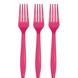 מזלגות חד פעמיים - מג'נטה 24 יח