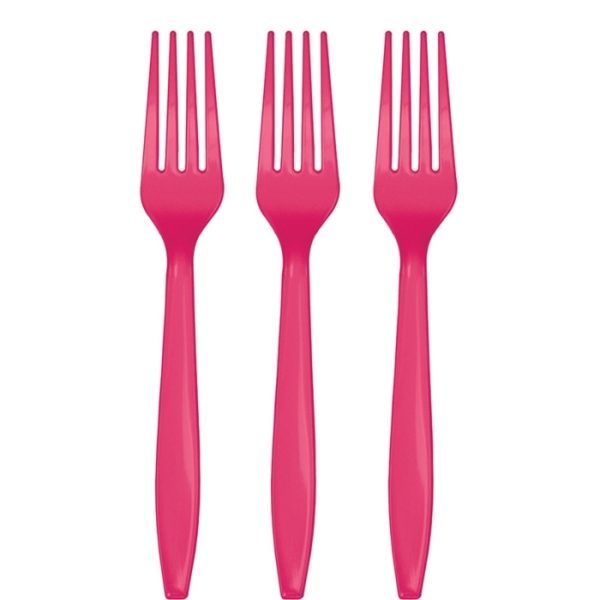 מזלגות חד פעמיים - מג'נטה 24 יח