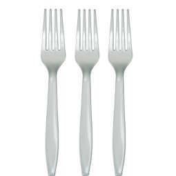 מזלגות חד פעמיים - כסוף 24 יח