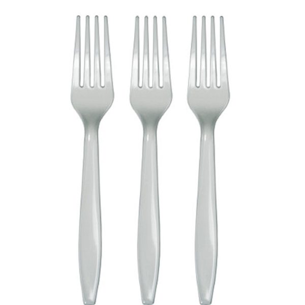 מזלגות חד פעמיים - כסוף 24 יח