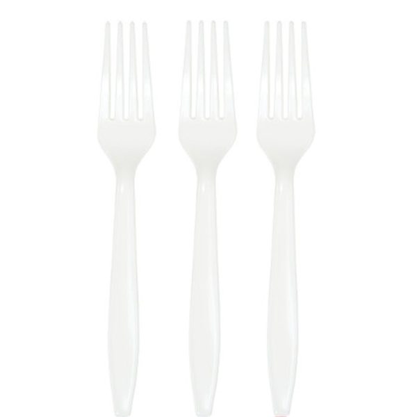 מזלגות חד פעמיים - לבן 24 יח