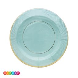 צלחות נייר קטנות קלאסיק מנטה זהב