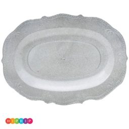 מגש אובלי וינטג' פרימיום כסף נצנץ