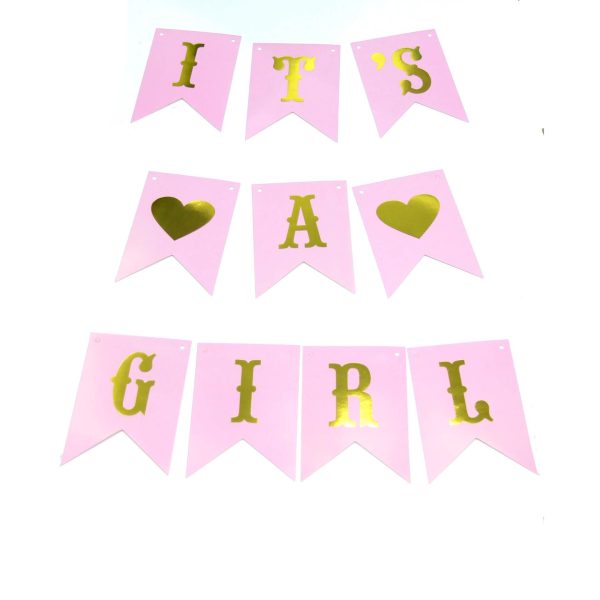 כרזת it's a girl - ורוד זהב