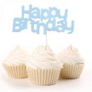 טופר happy birthday - תכלת גליטר