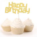 טופר happy birthday - זהב גליטר