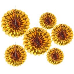 סט מניפות נייר מטאליות - זהב