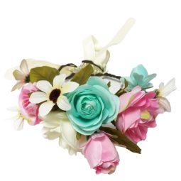 זר פרחים איכותי לראש - מנטה ורוד