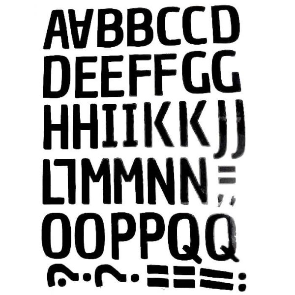 מדבקות לבלונים - אותיות ומספרים אנגלית בשחור