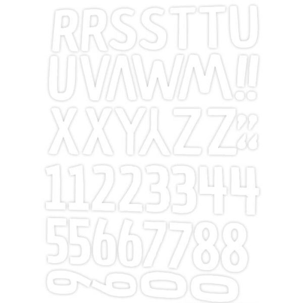 מדבקות לבלונים - אותיות ומספרים אנגלית בלבן