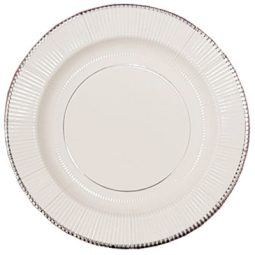 צלחות נייר גדולות קלאסיק לבן כסף