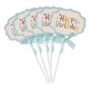 טופרים לעוגה happy birthday - תכלת