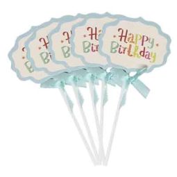 טופרים לעוגה happy birthday - תכלת