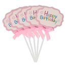 טופרים לעוגה happy birthday - ורוד