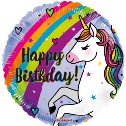 בלון הליום happy birthday - חד קרן ציבעוני