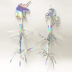 קיסמים לקישוט חד קרן - כסוף הולוגרמי