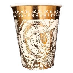 כוסות נייר חם /קר וינטאג' זהב קלאסי