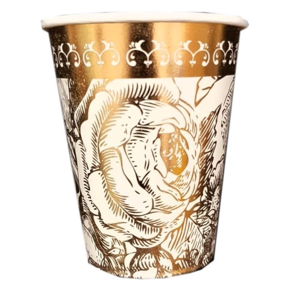 כוסות נייר חם /קר וינטאג' זהב קלאסי