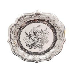 צלחות נייר קטנות וינטאג' כסוף קלאסי