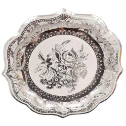 צלחות נייר גדולות וינטאג' כסוף קלאסי