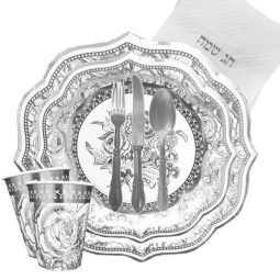 שולחן חג וינטג' נייר כסוף קלאסי 10 אורחים