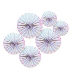 סט מניפות נייר מטאליות - כסוף