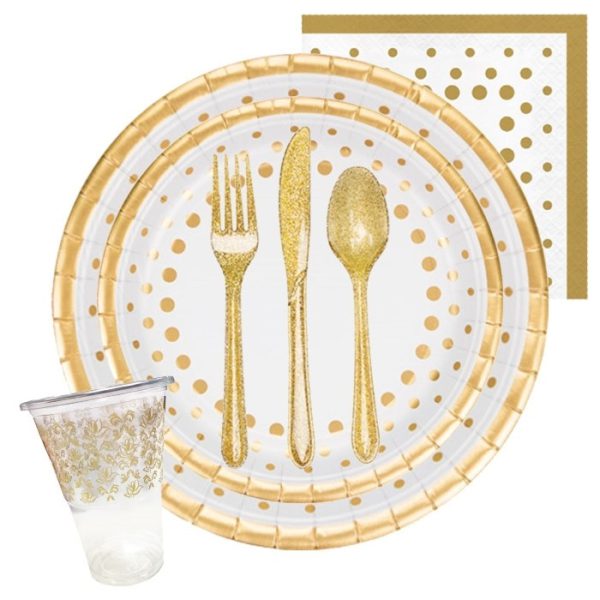 שולחן חג נקודות זהב נוצצות 8 אורחים