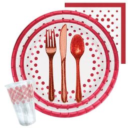 שולחן חג נקודות אודם נוצצות 8 אורחים