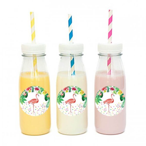 מדבקות עגולות לעיצוב פלמינגו פרחוני