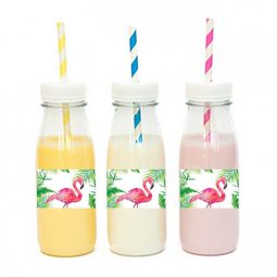 מדבקות מלבניות לעיצוב פלמינגו פרחוני