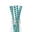 קשיות נייר זיגזג - טורקיז לבן