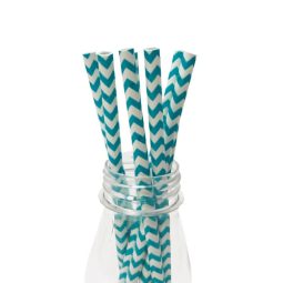 קשיות נייר זיגזג - טורקיז לבן