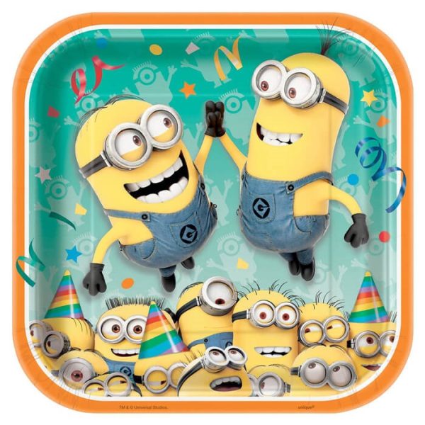 צלחות נייר מרובעות גדולות המיניונים