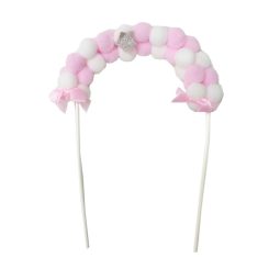 טופר קשת פונפונים - ורוד לבן