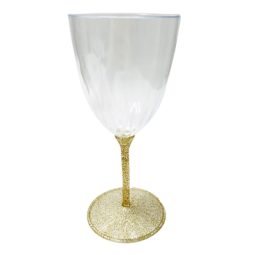 כוסות יין רגל זהב מנצנץ