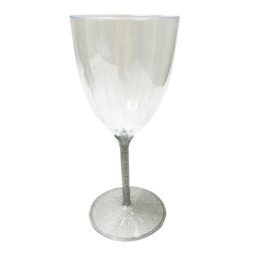כוסות יין רגל כסף מנצנץ
