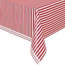 מפת שולחן פסים - אדום לבן