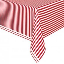 מפת שולחן פסים - אדום לבן