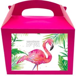 קופסאות עם מדבקות בעיצוב אישי - פלמינגו פרחוני