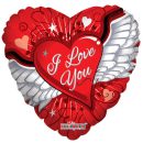 בלון הליום לב I Love You כנפיים