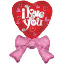 בלון הליום ענק I Love You לב עם סרט