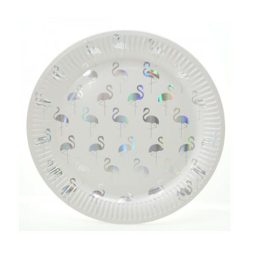 צלחות נייר קטנות פלמינגו הולוגרפי