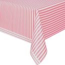 מפת שולחן פסים - ורוד לבן