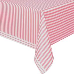 מפת שולחן פסים - ורוד לבן