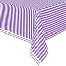 מפת שולחן פסים - סגול לבן