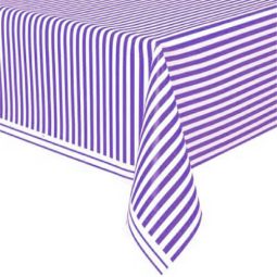 מפת שולחן פסים - סגול לבן