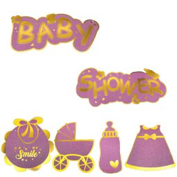 שרשרת תלייה Baby shower - ורוד מנצנץ